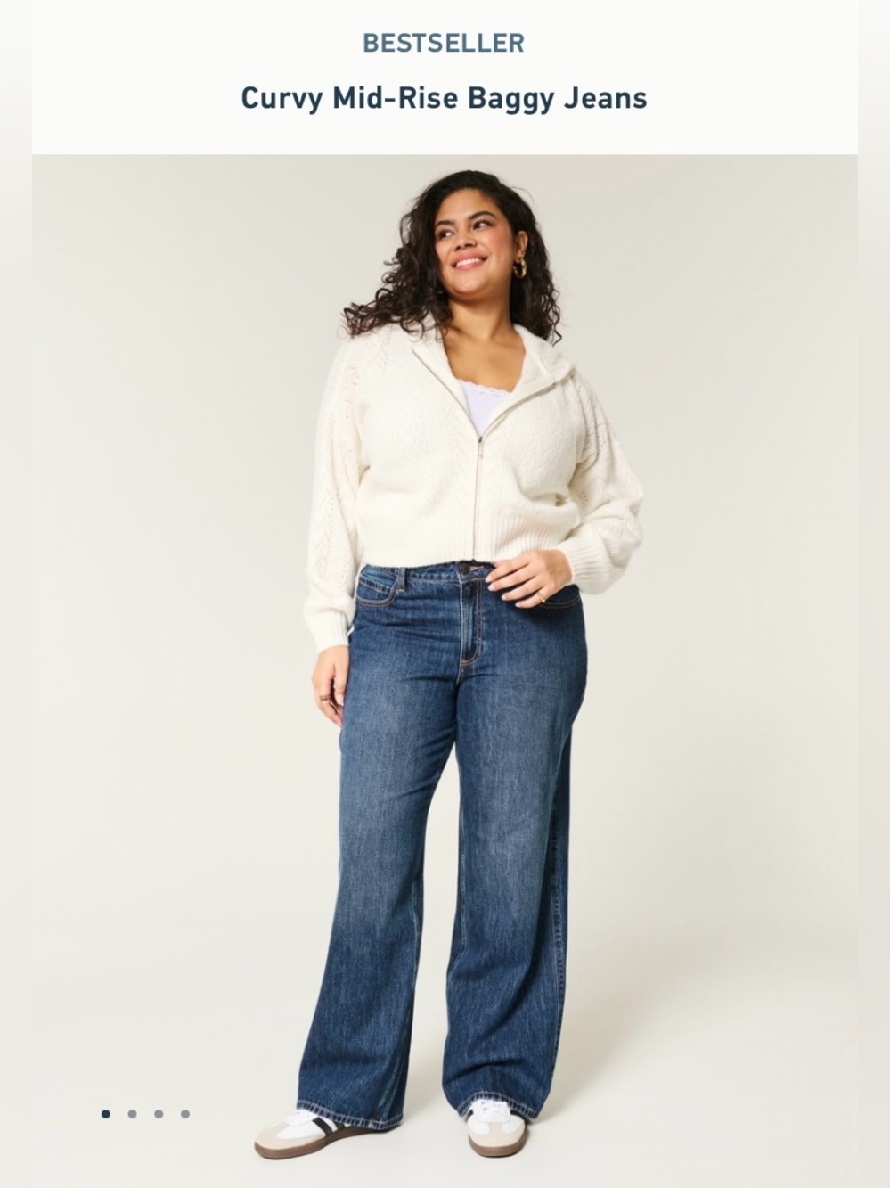 Hollister Wide-Leg Curvy Baggy Jeans - Dark Blue Wash